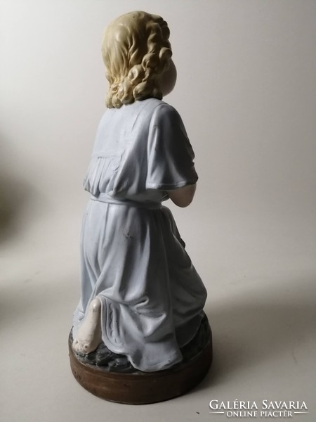 ANTIK BISZKVIT PORCELÁN SZOBOR - IMÁDKOZÓ KISLÁNY