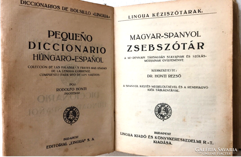 Dr. Honti Rezső: Magyar-spanyol és spanyol-magyar zsebszótár