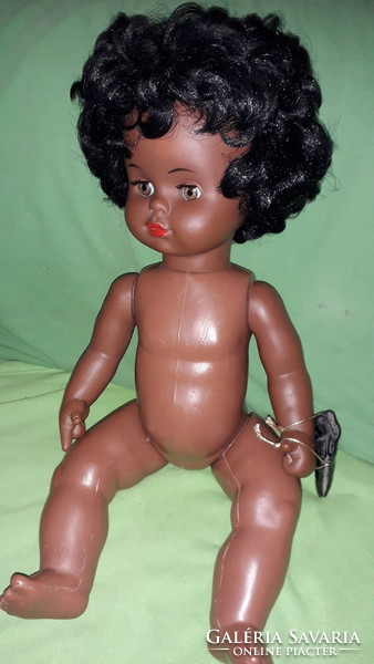 1970's Vintage német MINŐSÉGI Lissi Batz - Vinyl plasztik néger csoki baba 44cm ALVÓS SÍRÓS HIBÁTLAN