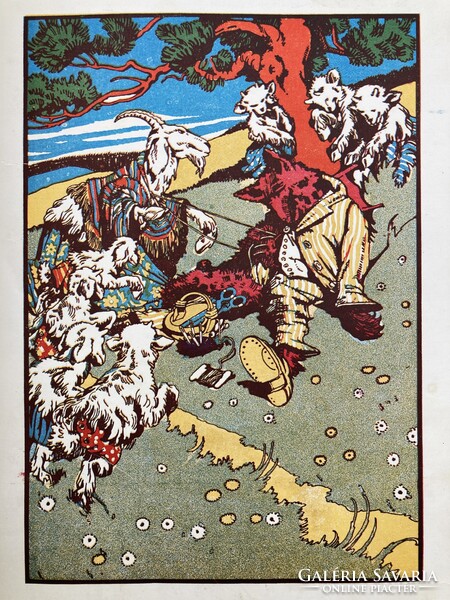 Grimm meséi - antik mesekönyv ritkaság Jaschik Álmos szines illusztrációival, 1922