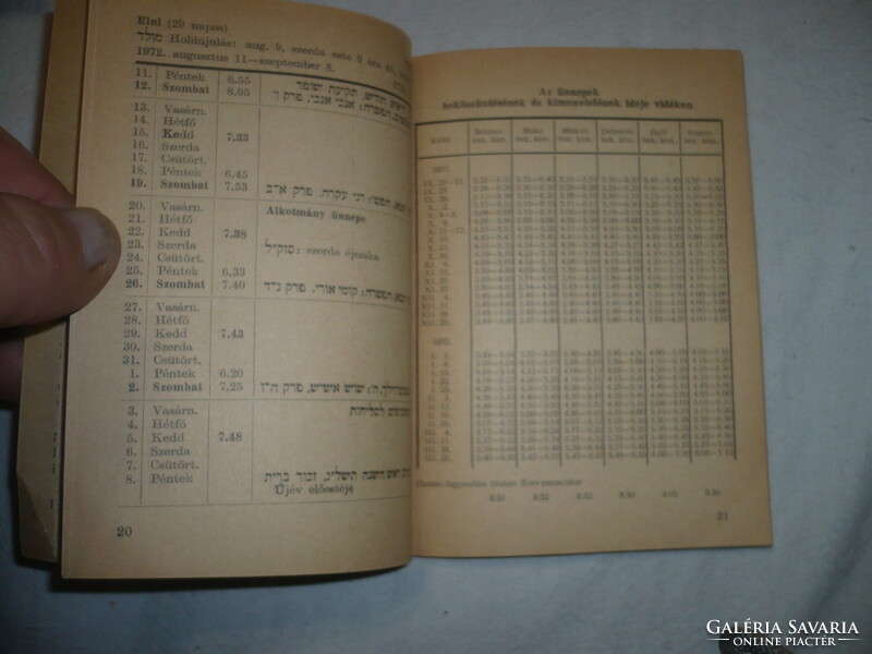 Régi izraelita naptár könyv 1971