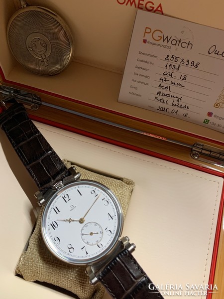 Eladó új Omega zsebóra beépítés üveg hátlappal 1938-ból
