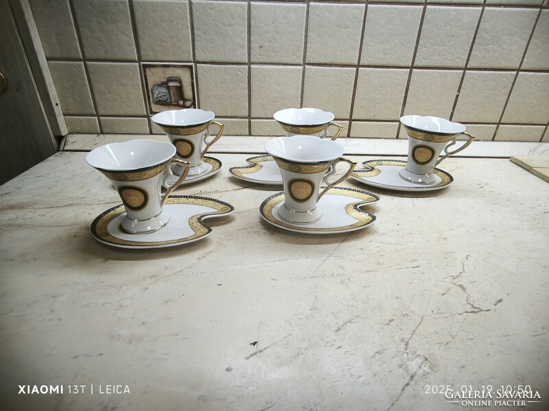 Porcelán reggeliző szett eladó! Capuccinó pohár alátéttel 5 db eladó!