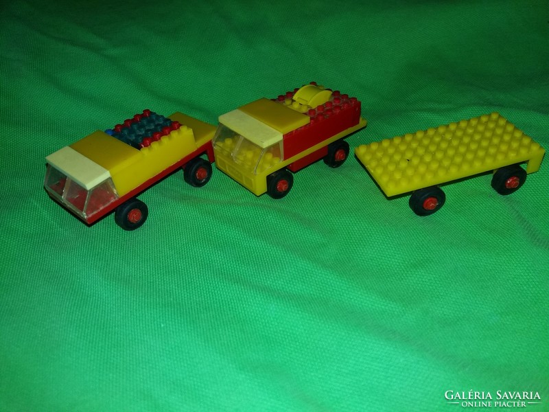 Régi "SZOCI LEGO" bootleg kisalapú PEBE PB építőből 3 db kisautó jó állapotban egybe képek szerint