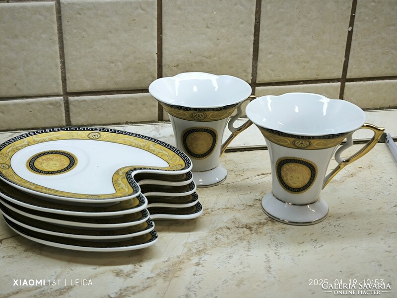 Porcelán reggeliző szett eladó! Capuccinó pohár alátéttel 5 db eladó!
