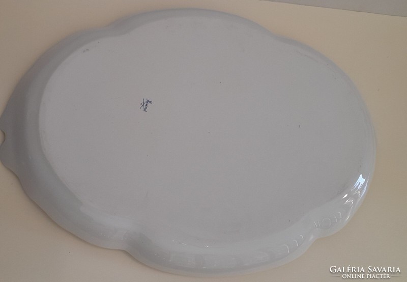Herendi hecsedli v. csipkebogyó mintás szalagfüles tálca + 6 süteményes/desszertes porcelán tányér