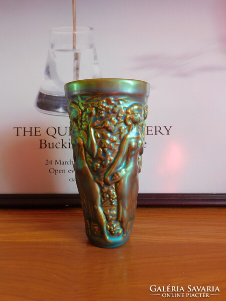 Zsolnay eozinmázas szüretelő pohár