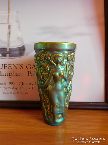 Zsolnay eozinmázas szüretelő pohár