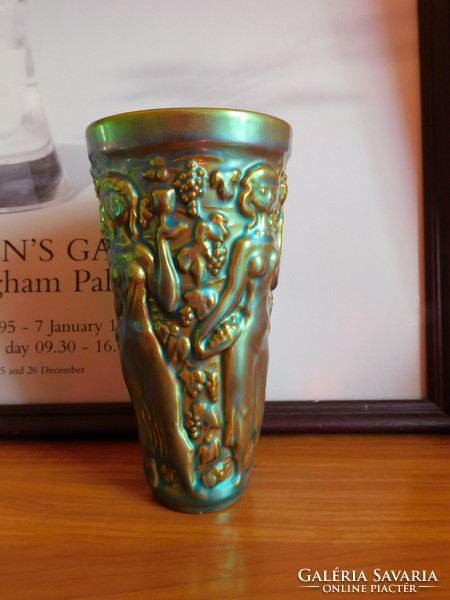 Zsolnay eozinmázas szüretelő pohár