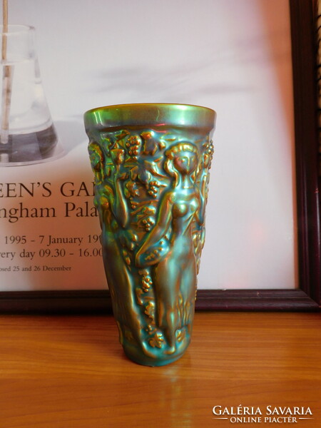 Zsolnay eozinmázas szüretelő pohár