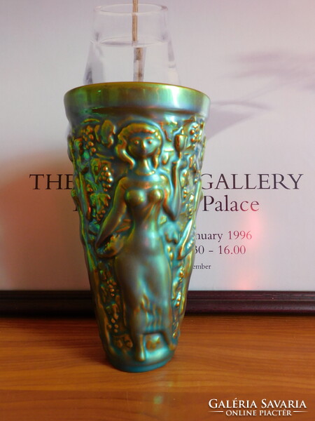 Zsolnay eozinmázas szüretelő pohár