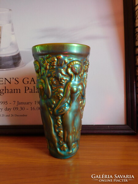 Zsolnay eozinmázas szüretelő pohár