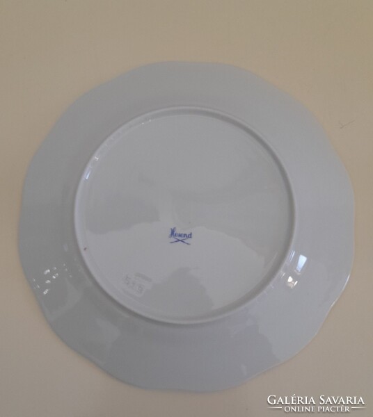 Herendi hecsedli v. csipkebogyó mintás szalagfüles tálca + 6 süteményes/desszertes porcelán tányér