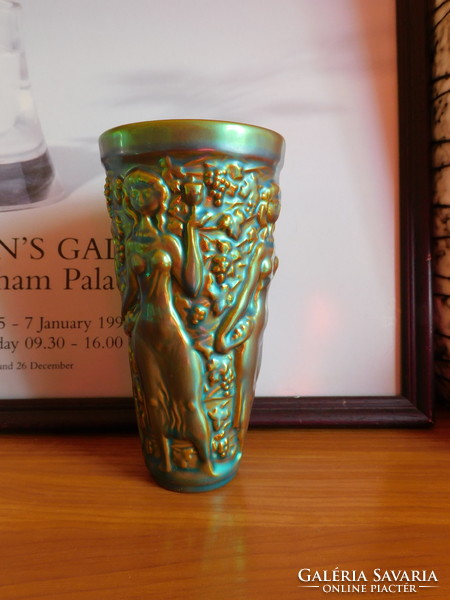 Zsolnay eozinmázas szüretelő pohár