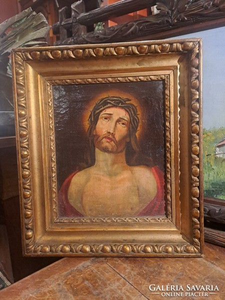 JÉZUS BIEDERMEIER ÖKÖRSZEMES KERETBEN 19.SZD. MÁSODIK FELE