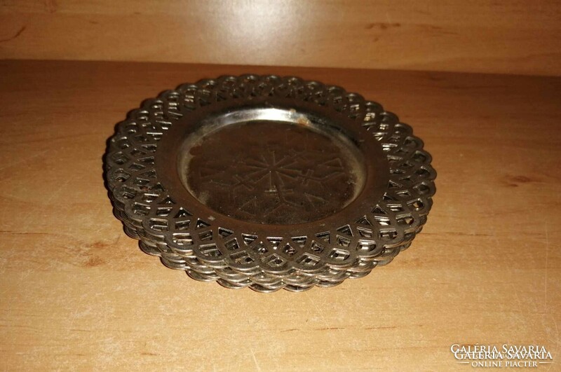 Retro fém kistányér, 6 db egyben - átm. 12 cm (KV)