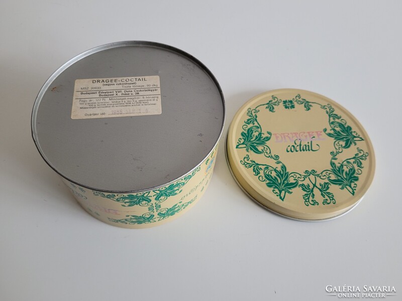 Régi retro 1986 Dragee coctail édesség fémdoboz Duna Csokoládégyár pléh doboz