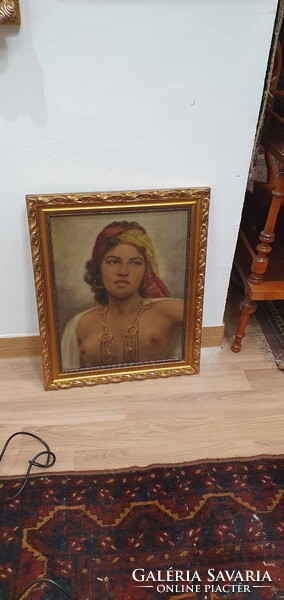 Olvashatatlan szignóval Női Akt portré. Nagyon szépen megfestett. 40x50-es keret nélkül.