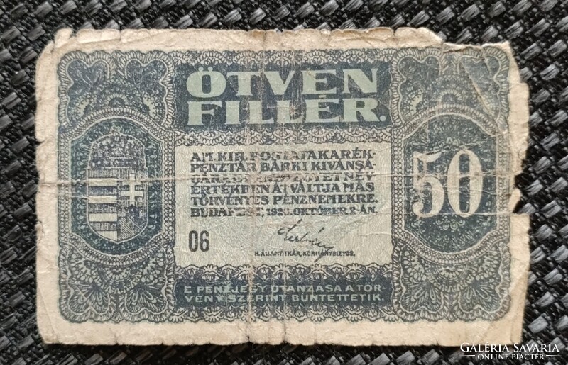 50 fillér bankjegy 1920
