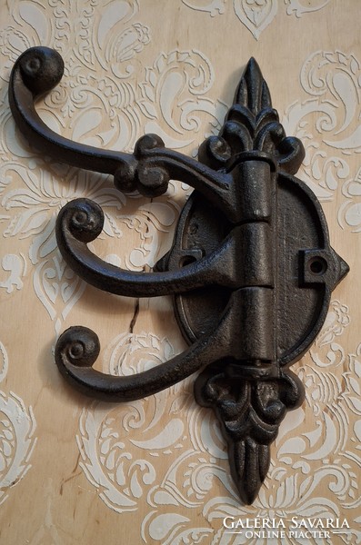 Nagyméretű öntöttvas 3 akasztós forgatható fogas , akasztó  , ruhatartó  , provence  , vintage