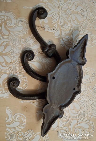 Nagyméretű öntöttvas 3 akasztós forgatható fogas , akasztó  , ruhatartó  , provence  , vintage