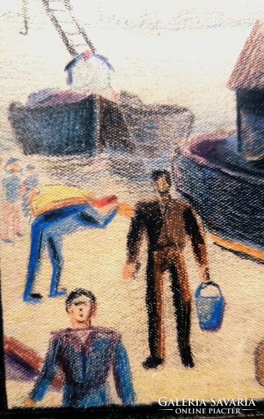 Gábor Jenő(1893-1968):Rakparti jelenet a Dunán 1930
