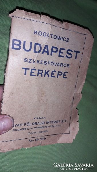 1935. KOGUTOWICZ - BUDAPEST Székesfőváros térképe kihajtható 42 X 58 cm JAVÍTOTT mint a képeken