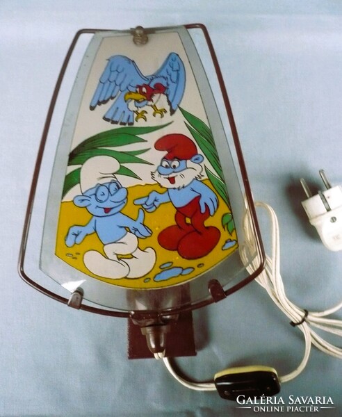 Retro-Vintage Hupikék Törpikék Gyerekszoba Fali Éjjeli Lámpa