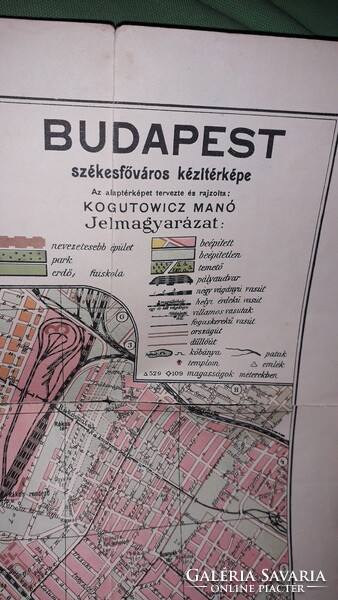 1935. KOGUTOWICZ - BUDAPEST Székesfőváros térképe kihajtható 42 X 58 cm JAVÍTOTT mint a képeken