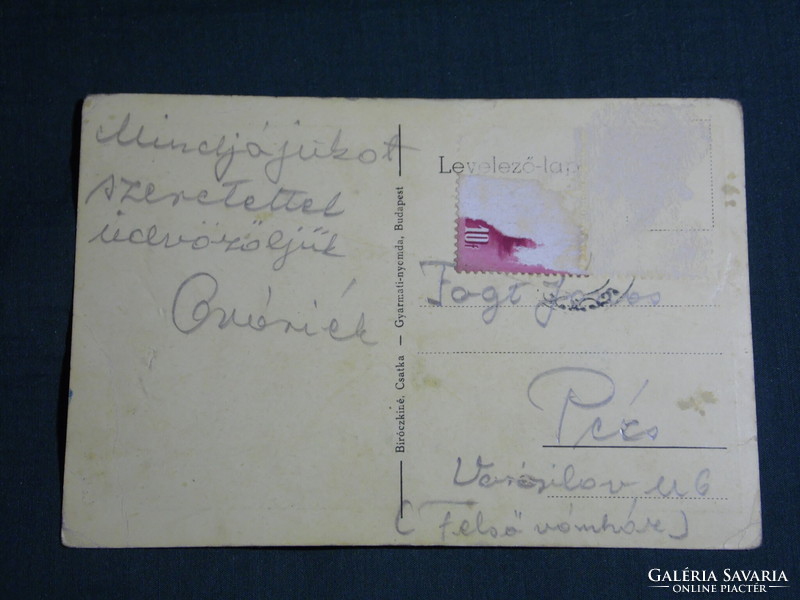 Képeslap,Csatka,Szentkút kápolna templom látkép,Bíróczkiné Csatka kadás,1945-
