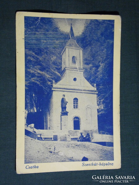 Képeslap,Csatka,Szentkút kápolna templom látkép,Bíróczkiné Csatka kadás,1945-