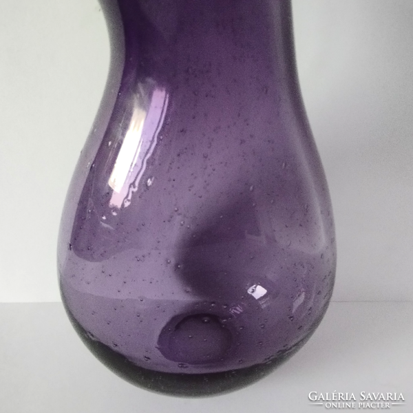 MILOSLAV KLINGER- ŽELEZNY BROD AMETISZT LILA VASTAG ÜVEG VÁZA 1960-1970 -ES ÉVEKBŐL