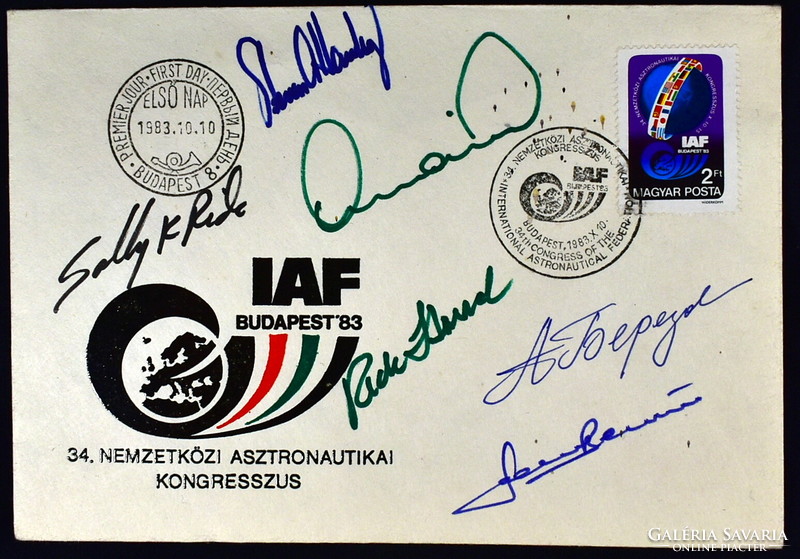 1983 FARKAS BERTALAN ŰRHAJÓS EREDETI ALÁÍRT IAF FDC ! + MÁS SZOVJET és AMERIKAI ŰRHAJÓSOK SZIGNÓJA !