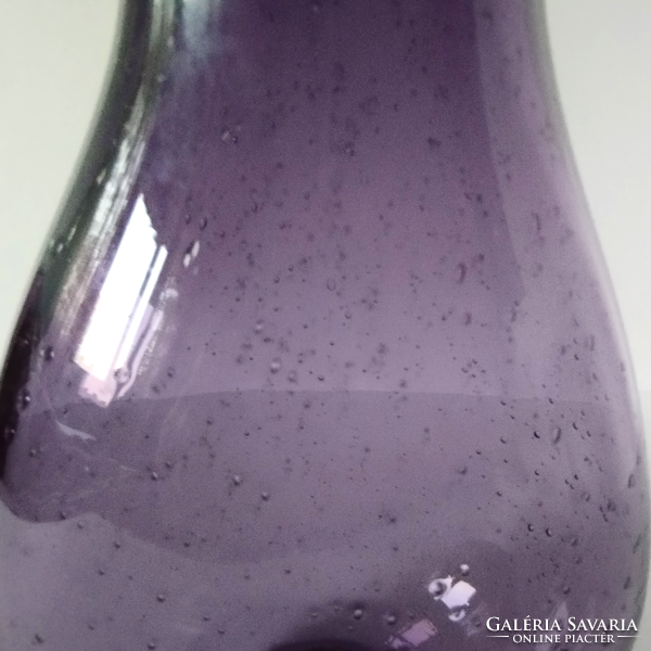 MILOSLAV KLINGER- ŽELEZNY BROD AMETISZT LILA VASTAG ÜVEG VÁZA 1960-1970 -ES ÉVEKBŐL