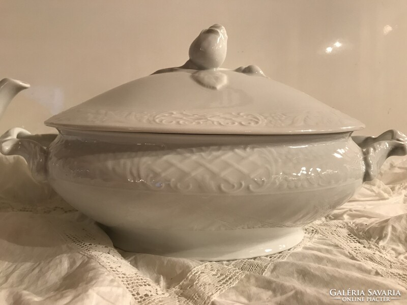 PORCELÁN - TÁL + KANNA - 32 x 18 x 16 cm - 22 x 15 x 13 cm - RÉGI - OSZTRÁK  - GYÖNYÖRŰ - HIBÁTLAN