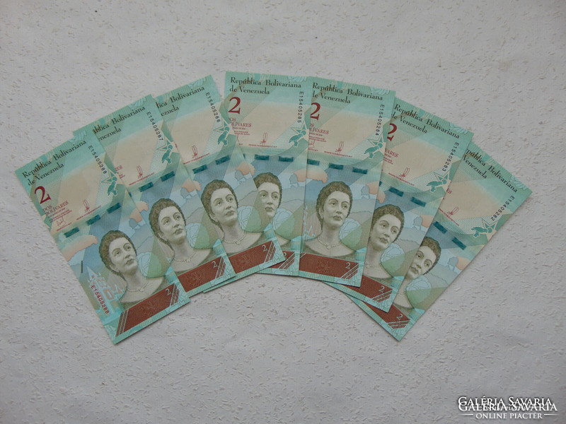 Venezuela 7 darab 2 bolivar 2018 Sorszámkövető Szép bankjegyek