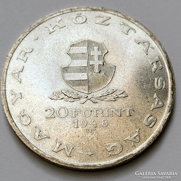 Táncsics ezüst 20 Forint 1948