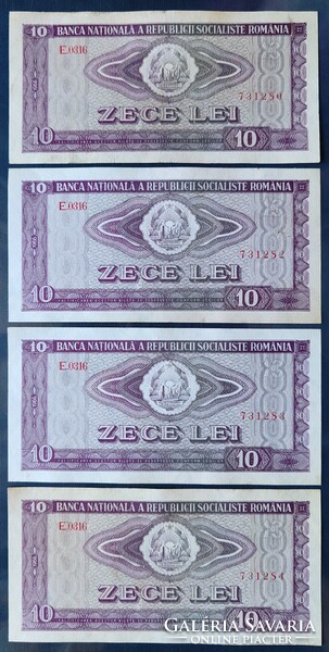 Nagyon ritka! Románia 6 x 10 Lei 1966, 1 ugrás + 5 db sorszámkövető. OLVASS!