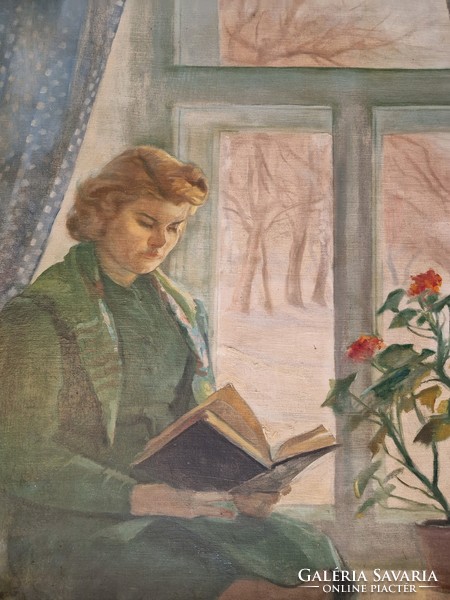 Udvary Dezső- Olvasó nő- 70x80 cm-