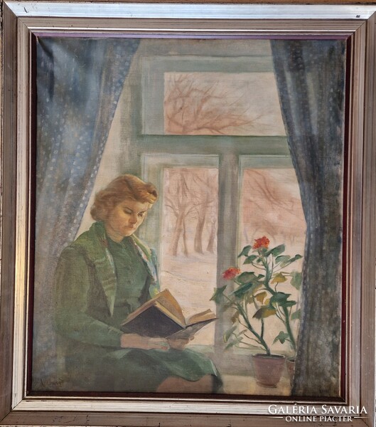 Udvary Dezső- Olvasó nő- 70x80 cm-
