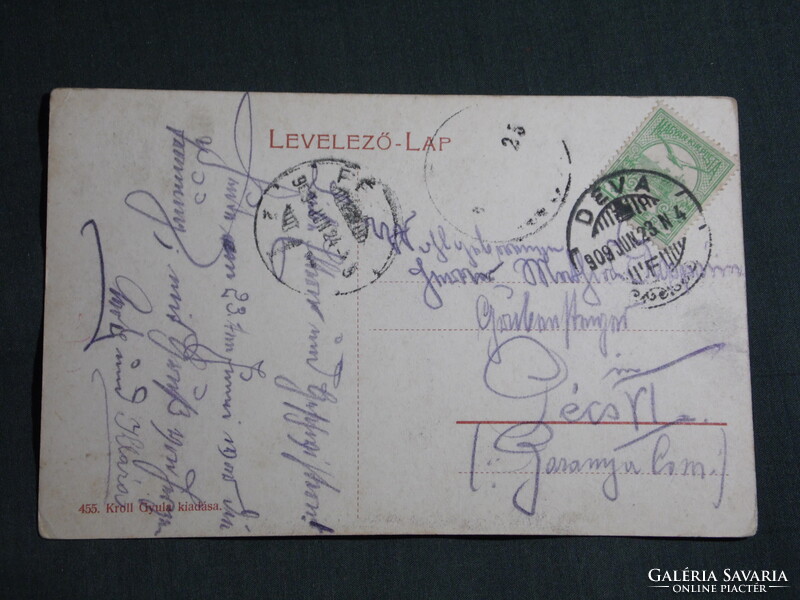 Képeslap,Románia,Déva,vár,panorama,városi látkép,Kroll Gyula kiadás Deva, 1909-
