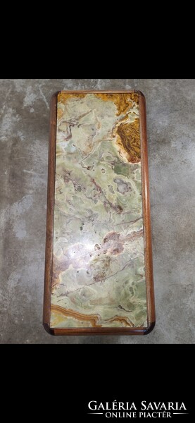 Onyx ónix mahagóni fa lerakóasztal, dohányzóasztal vintage, mcm design