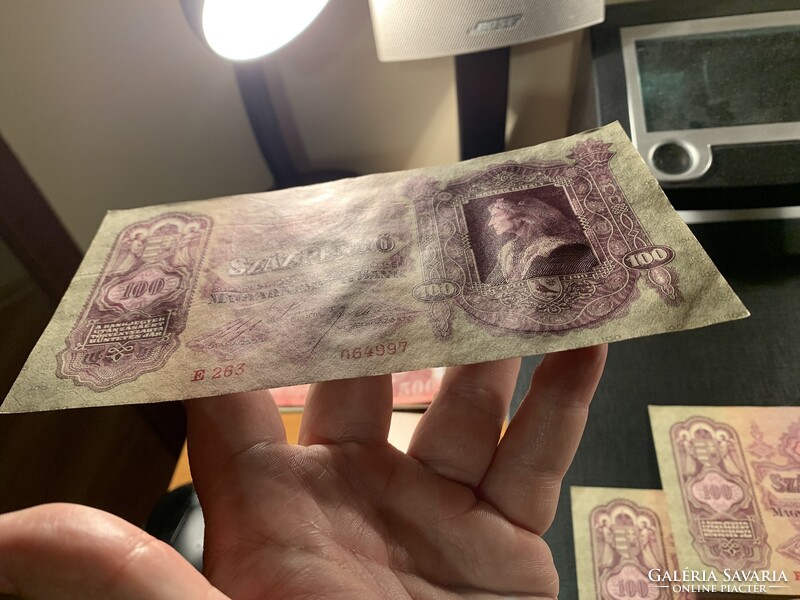 *** Hajtatlan 3 db os sorszámkövető 100 pengő  1930  ***