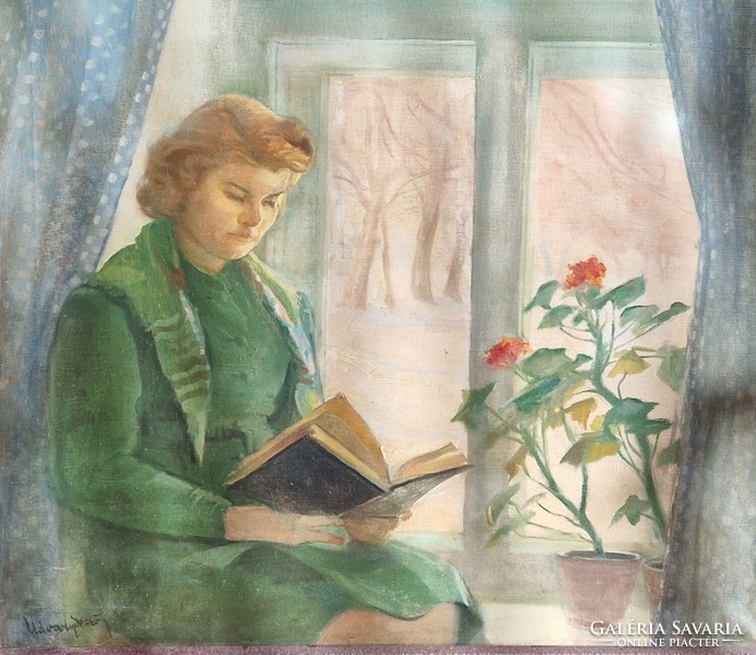 Udvary Dezső- Olvasó nő- 70x80 cm-