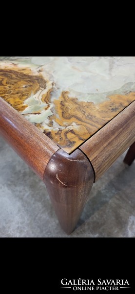 Onyx ónix mahagóni fa lerakóasztal, dohányzóasztal vintage, mcm design