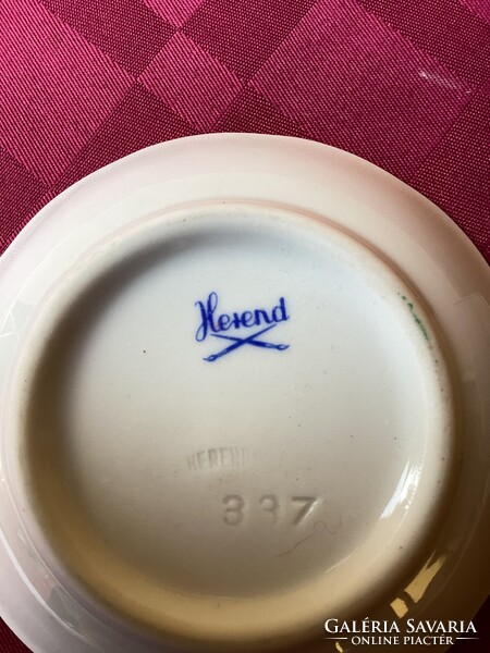 Herendi porcelán csipkebogyó mintás pici tányér 9,5 cm.
