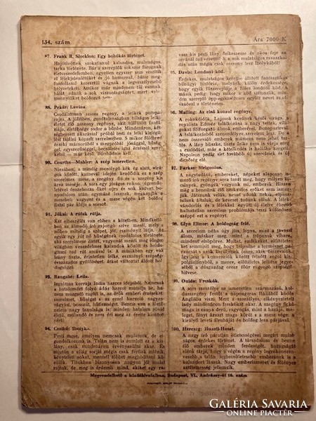 "Milliók Könyve" füzetsorozat 134. szám - Hornung: Ki élni és halni tud érted - 1920