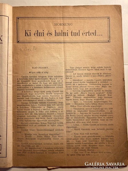 "Milliók Könyve" füzetsorozat 134. szám - Hornung: Ki élni és halni tud érted - 1920
