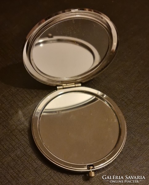 Vintage kozmetikai smink kompakt dupla tükör összecsukható pipere nagyítós