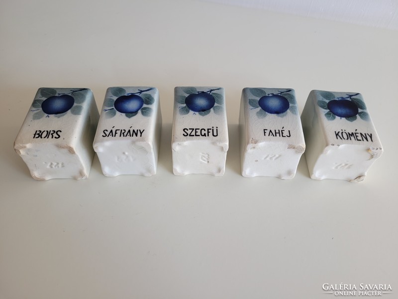 Régi 5 db Gránit fűszeres kis méretű fűszertartó